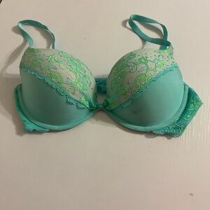 Lace Trimmed Aqua Bra